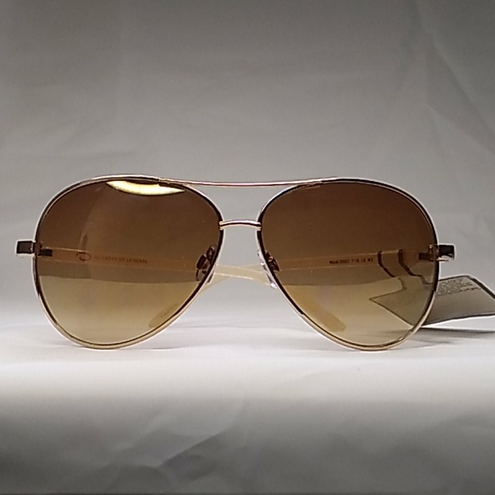 Oscar De La Renta Brown Gold Aviator Sunglasses UV400